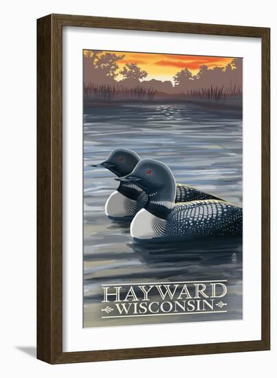 Hayward, Wisconsin - Loons-Lantern Press-Framed Art Print