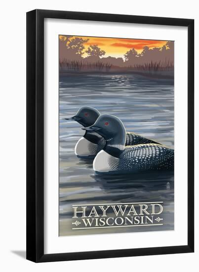Hayward, Wisconsin - Loons-Lantern Press-Framed Art Print