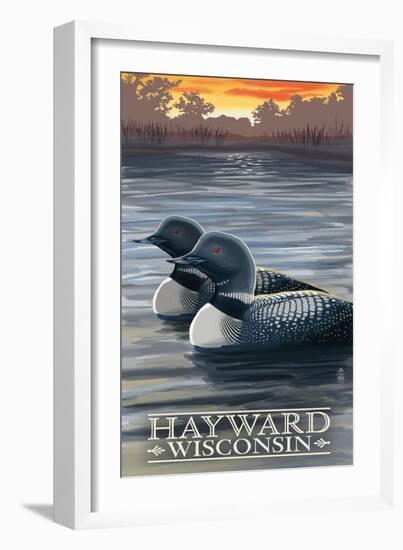 Hayward, Wisconsin - Loons-Lantern Press-Framed Art Print
