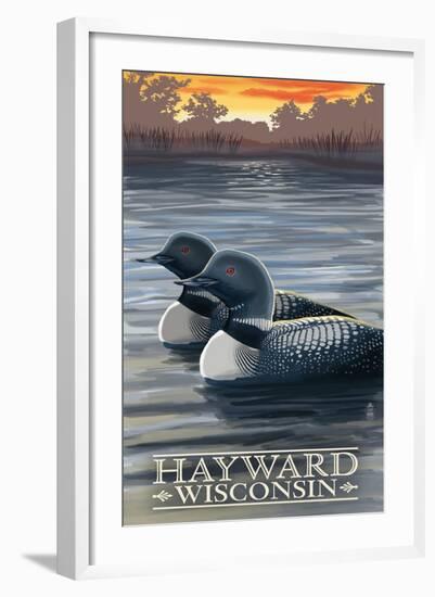 Hayward, Wisconsin - Loons-Lantern Press-Framed Art Print