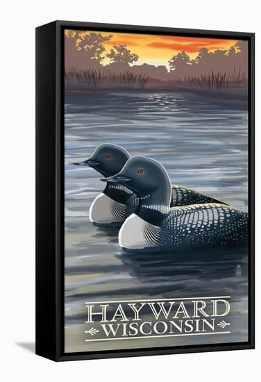 Hayward, Wisconsin - Loons-Lantern Press-Framed Stretched Canvas