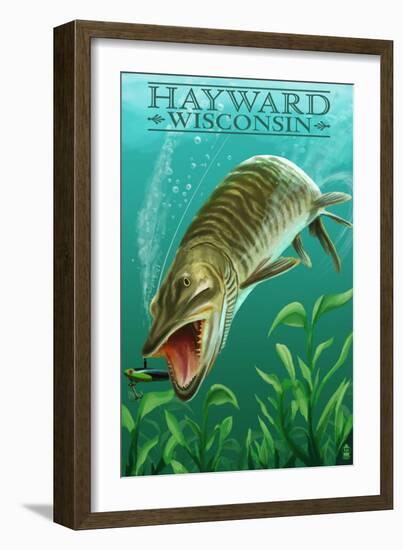 Hayward, Wisconsin - Muskie-Lantern Press-Framed Art Print