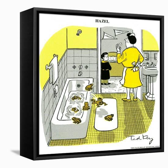 Hazel Cartoon-Ted Key-Framed Stretched Canvas