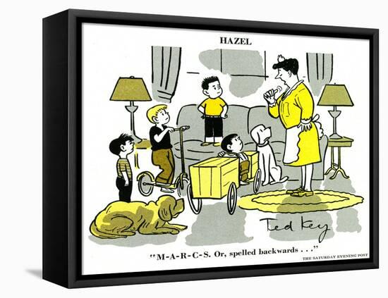 Hazel Cartoon-Ted Key-Framed Stretched Canvas