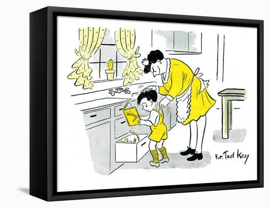 Hazel Cartoon-Ted Key-Framed Stretched Canvas