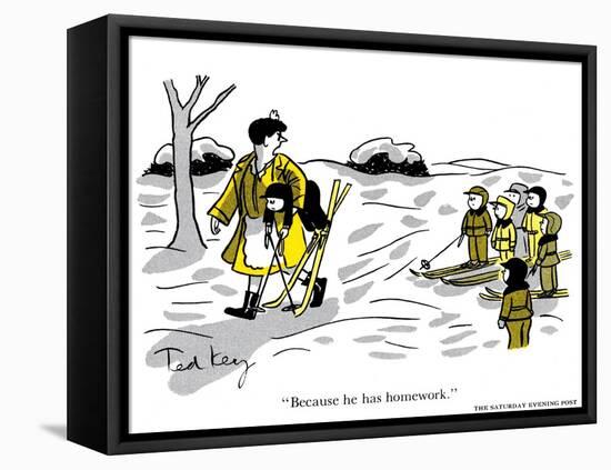 Hazel Cartoon-Ted Key-Framed Stretched Canvas