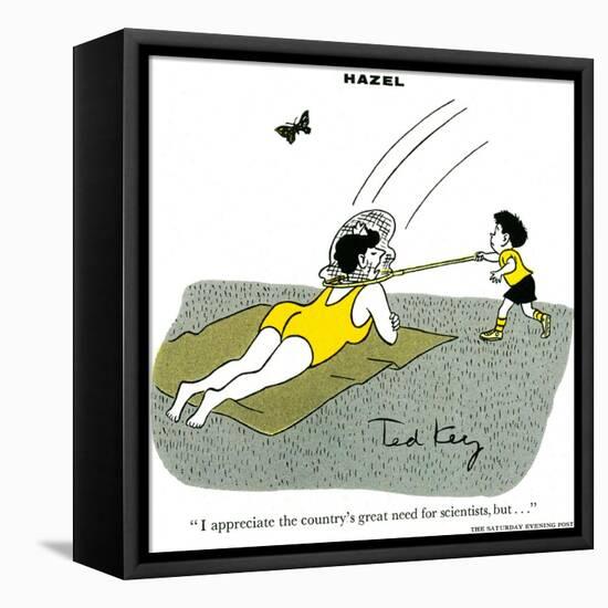 Hazel Cartoon-Ted Key-Framed Stretched Canvas