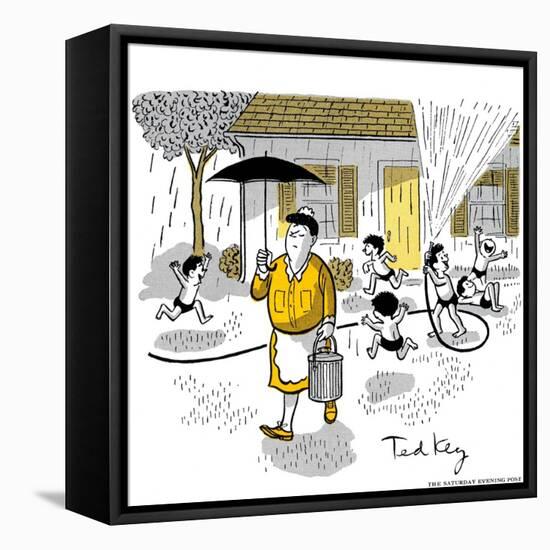 Hazel Cartoon-Ted Key-Framed Stretched Canvas