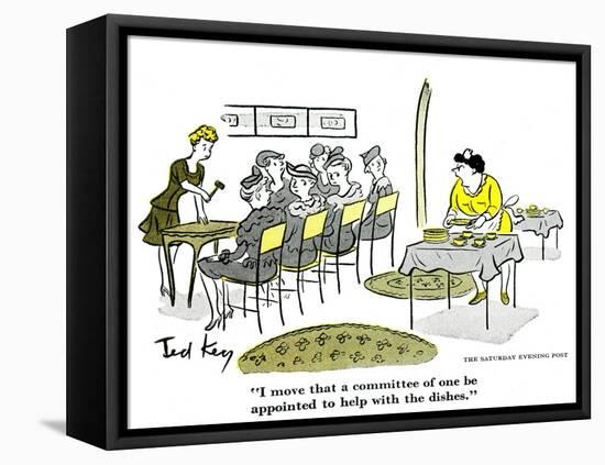 Hazel Cartoon-Ted Key-Framed Stretched Canvas