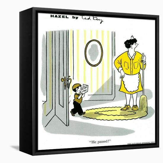 Hazel Cartoon-Ted Key-Framed Stretched Canvas