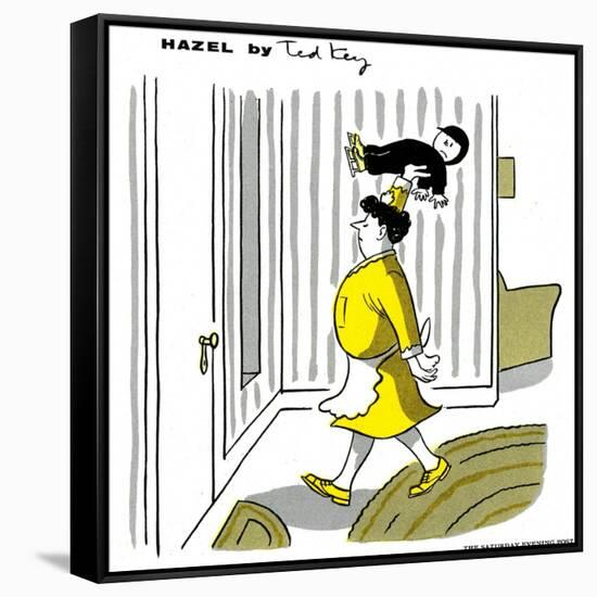 Hazel Cartoon-Ted Key-Framed Stretched Canvas