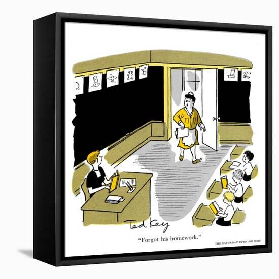 Hazel Cartoon-Ted Key-Framed Stretched Canvas