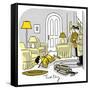 Hazel Cartoon-Ted Key-Framed Stretched Canvas