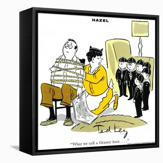 Hazel Cartoon-Ted Key-Framed Stretched Canvas