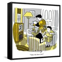 Hazel Cartoon-Ted Key-Framed Stretched Canvas