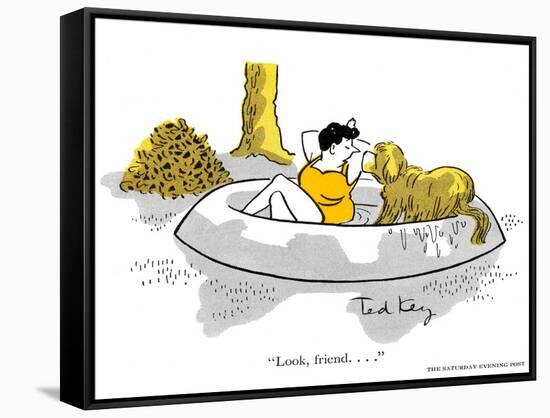 Hazel Cartoon-Ted Key-Framed Stretched Canvas