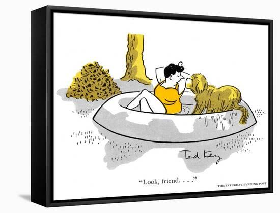 Hazel Cartoon-Ted Key-Framed Stretched Canvas