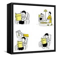 Hazel Cartoon-Ted Key-Framed Stretched Canvas