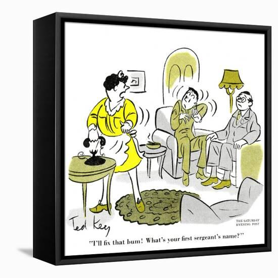 Hazel Cartoon-Ted Key-Framed Stretched Canvas