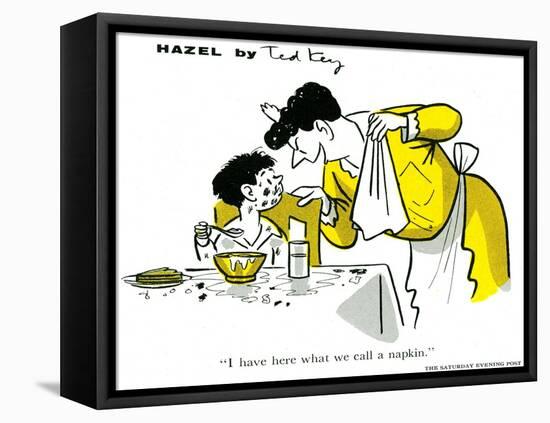 Hazel Cartoon-Ted Key-Framed Stretched Canvas