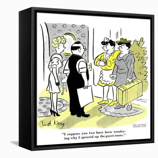 Hazel Cartoon-Ted Key-Framed Stretched Canvas