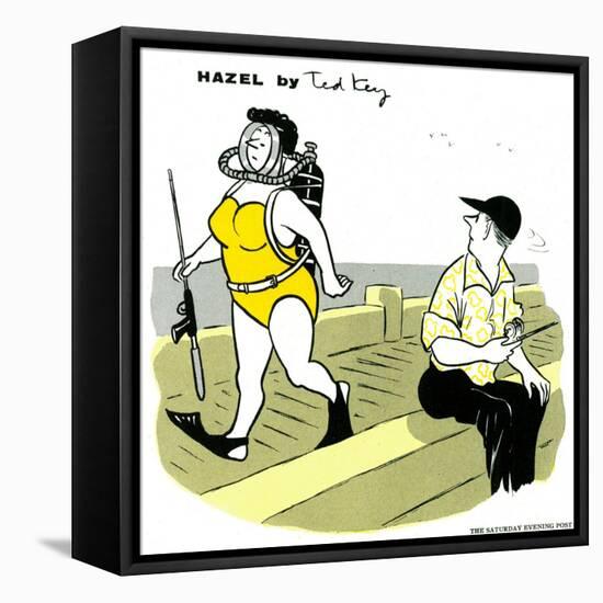 Hazel Cartoon-Ted Key-Framed Stretched Canvas