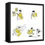 Hazel Cartoon-Ted Key-Framed Stretched Canvas