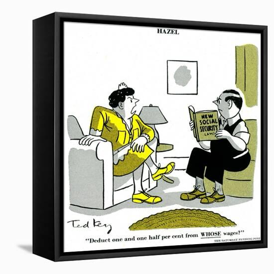 Hazel Cartoon-Ted Key-Framed Stretched Canvas