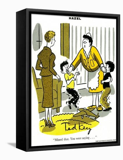 Hazel Cartoon-Ted Key-Framed Stretched Canvas