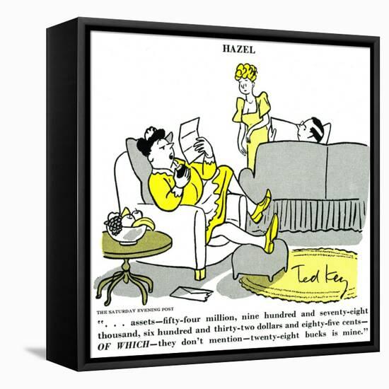 Hazel Cartoon-Ted Key-Framed Stretched Canvas