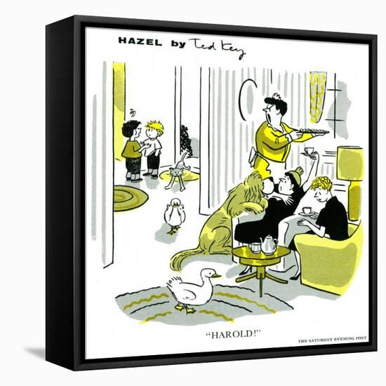 Hazel Cartoon-Ted Key-Framed Stretched Canvas