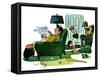 Hazel Cartoon-Ted Key-Framed Stretched Canvas