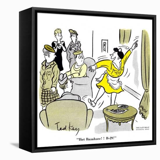 Hazel Cartoon-Ted Key-Framed Stretched Canvas