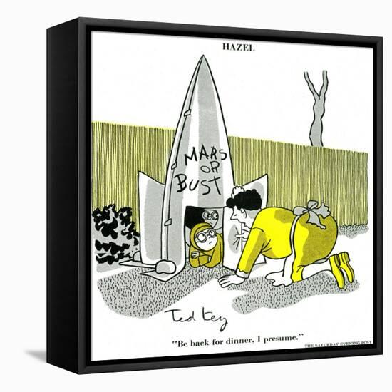 Hazel Cartoon-Ted Key-Framed Stretched Canvas