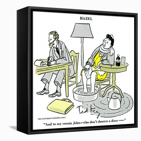 Hazel Cartoon-Ted Key-Framed Stretched Canvas