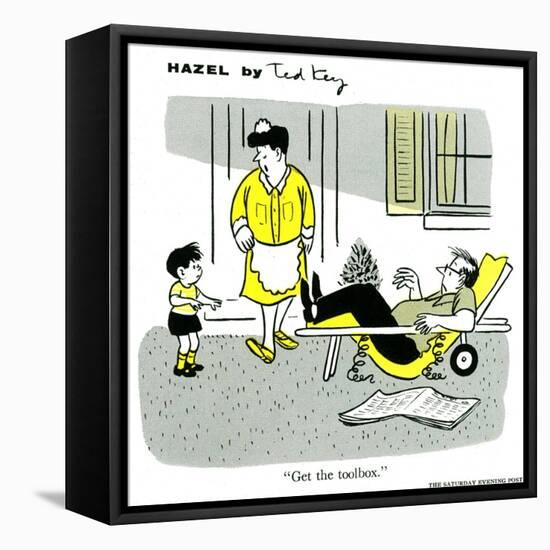 Hazel Cartoon-Ted Key-Framed Stretched Canvas