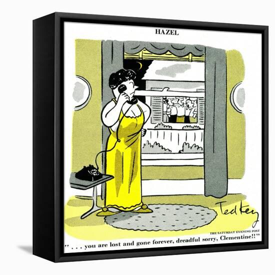 Hazel Cartoon-Ted Key-Framed Stretched Canvas