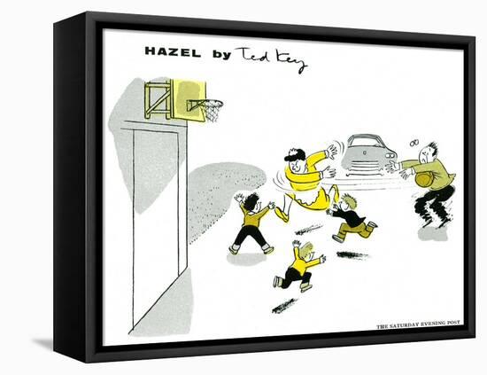 Hazel Cartoon-Ted Key-Framed Stretched Canvas