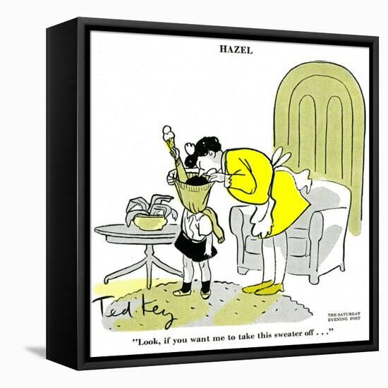 Hazel Cartoon-Ted Key-Framed Stretched Canvas