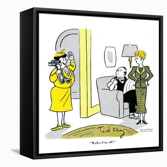 Hazel Cartoon-Ted Key-Framed Stretched Canvas