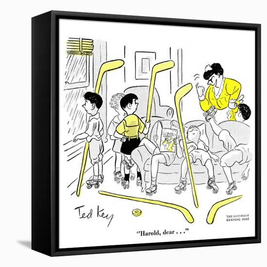 Hazel Cartoon-Ted Key-Framed Stretched Canvas