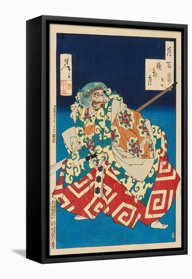 Hazy Night Moon: Kumasaka, 1887 (Nishiki-E Woodblock Print)-Tsukioka Yoshitoshi-Framed Stretched Canvas