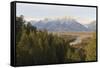 Hazy Teton Range from Snake River Overlook in Autumn (Fall), Grand Teton National Park, Wyoming-Eleanor Scriven-Framed Stretched Canvas