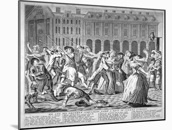 'He and his drunken companions raise a riot in Covent Garden', 1735-Anon-Mounted Giclee Print