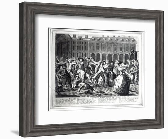 He and His Drunken Companions Raise a Riot in Covent Garden-English School-Framed Giclee Print