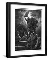 He Breaks the Tables of the Law Because During His Absence the Israelites Have Gone-Gustave Dor?-Framed Art Print