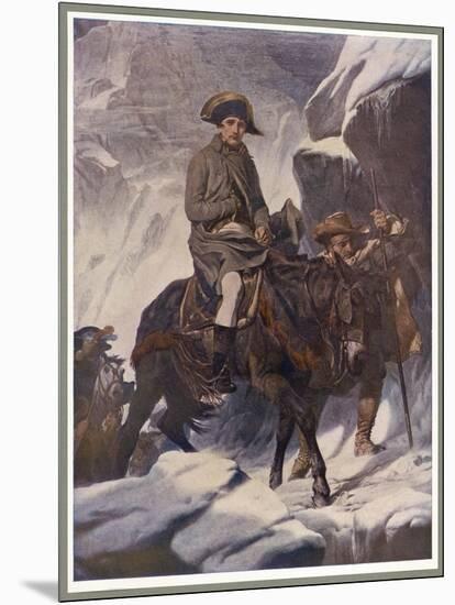 He Crosses the Snow-Covered Saint-Bernard Pass into Italy on Horseback 1800-Paul Hippolyte Delaroche-Mounted Art Print