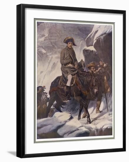 He Crosses the Snow-Covered Saint-Bernard Pass into Italy on Horseback 1800-Paul Hippolyte Delaroche-Framed Art Print