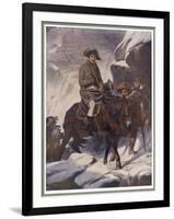 He Crosses the Snow-Covered Saint-Bernard Pass into Italy on Horseback 1800-Paul Hippolyte Delaroche-Framed Art Print