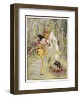 He Dances Gleefully Around a Fire Chanting His Name-Anne Anderson-Framed Art Print